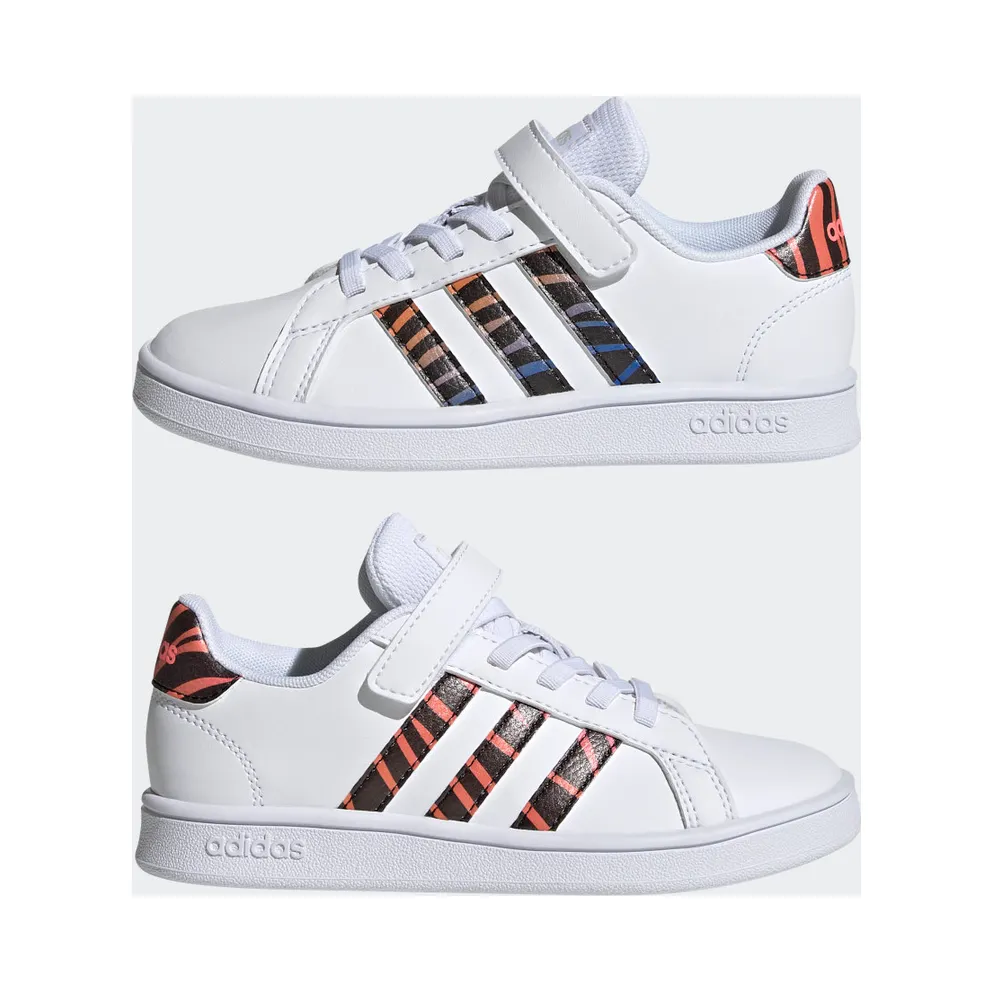 Adidas Grand Court Tiger-Print Cloud White / Core Black / Acid Red (GZ1075)