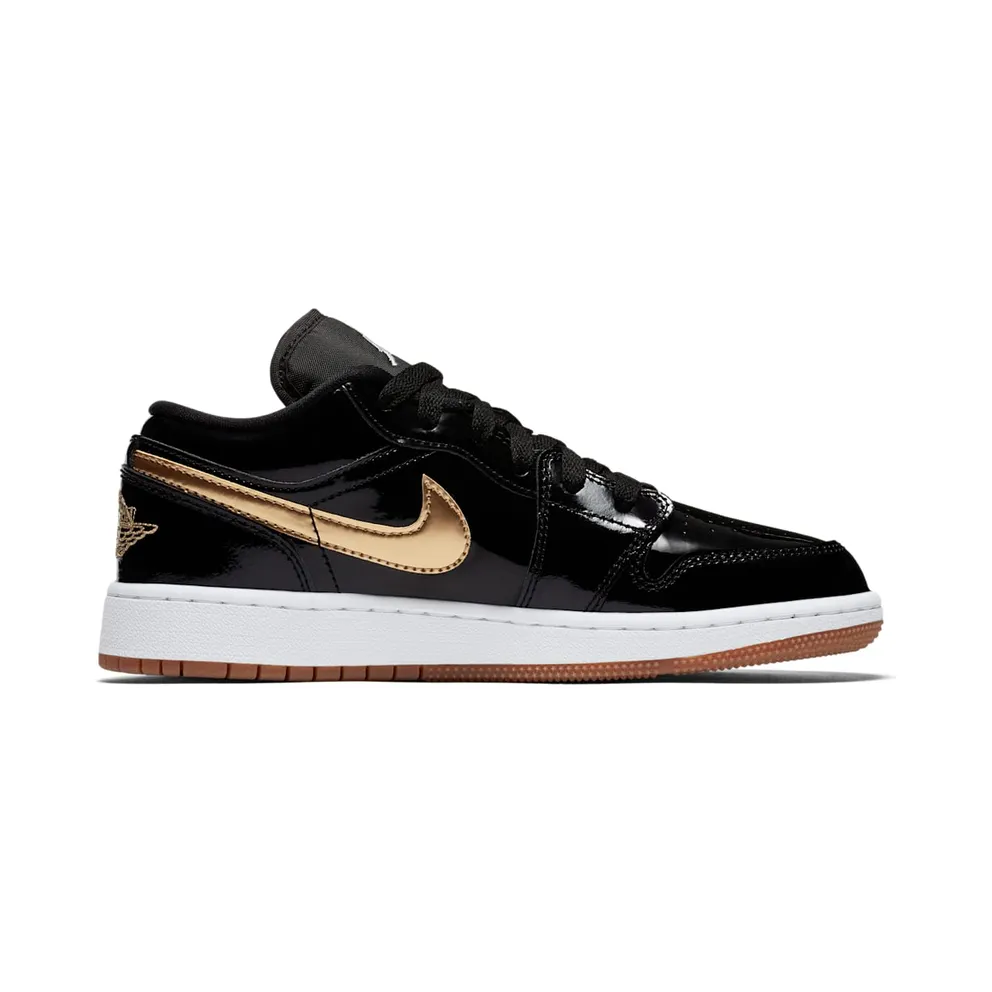 Jordan 1 Retro Low Black Gold Patent (GS) Black/Metallic Gold-White (554723-032)