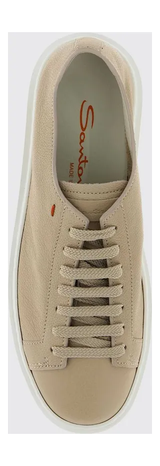 Santoni Low-Top Grained Calf Leather Sneakers with Round Toe Nude (WBCD61322BARCDYIP10) (2)