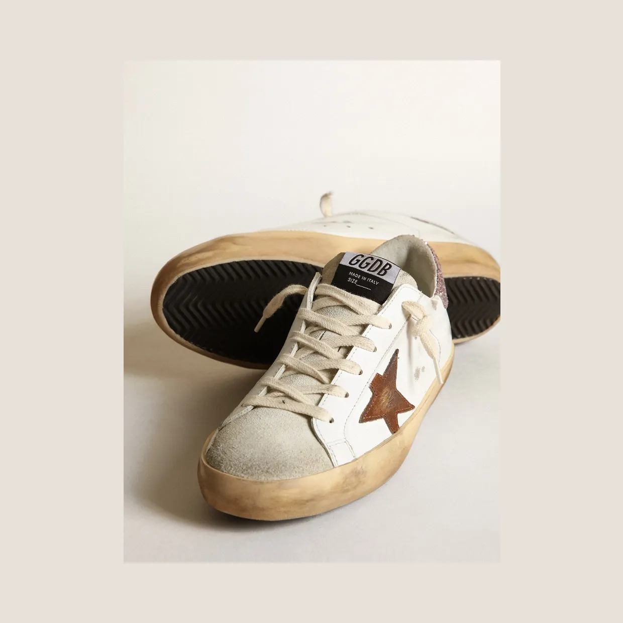 Golden Goose Super-Star With A Tan Star And Pink Glitter Heel Tab (GWF00101.F003396.11237) (4)