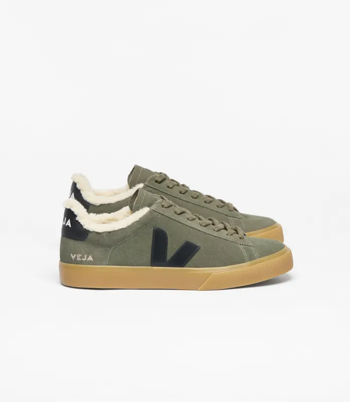 VEJA Campo Sneakers aus Wildleder mit Shearling – Grün (CW0320810)