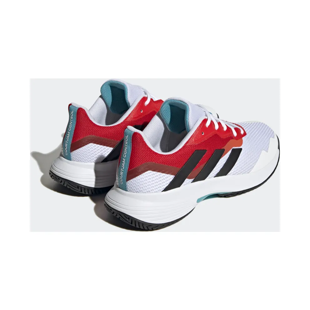 adidas Courtjam Control Tennis Shoes Cloud White / Core Black / Better Scarlet (HQ8469)