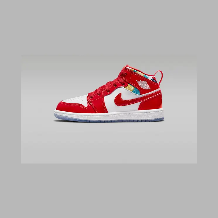 Jordan 1 Mid SE Barcelona Sweater (PS) “Chile Red / Pollen / Armoury Navy / White” (DC7249-600)