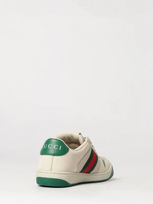 Gucci Screener Low-Top Leather and Mesh Sneakers with Web Stripe Ivory (A000N1FAGAT9545) (2)