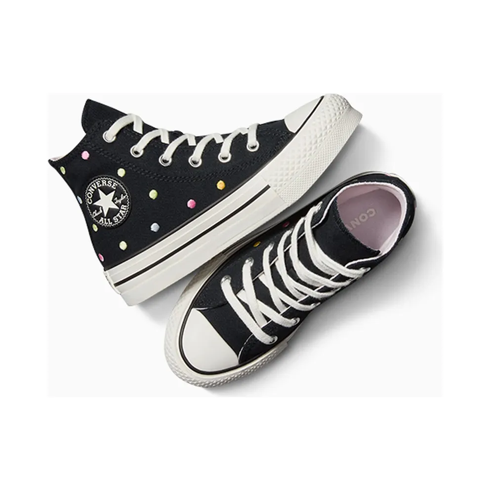 Converse Chuck Taylor All Star Lift Embroidered Polka Dots Platform Black/Vintage White/Egret (A12609C)