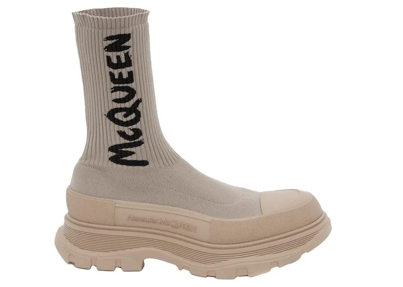 Alexander McQueen Graffiti Knit Tread Slick Boot Beige (705671W4TV19787)