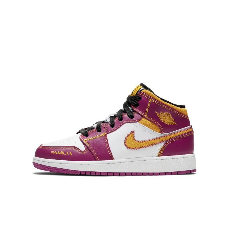 Jordan 1 Mid Dia de los Muertos (GS) White/Fuchsia-Orange-Black (DC0500-100)