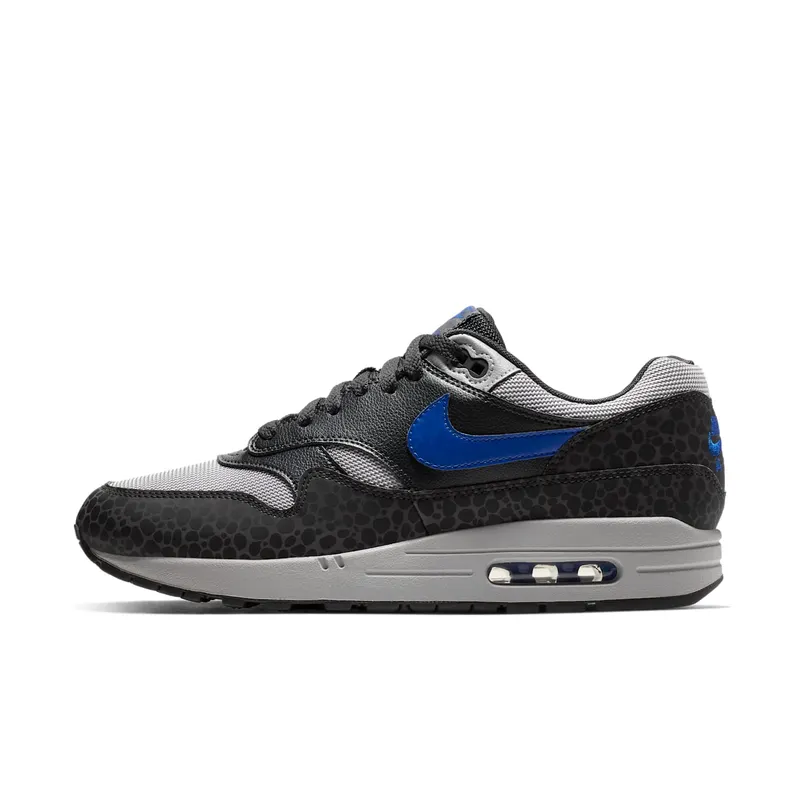 Nike Air Max 1 Safari Reflective Black Off Noir/Atmosphere Grey-Hyper Blue (BQ6521-001)