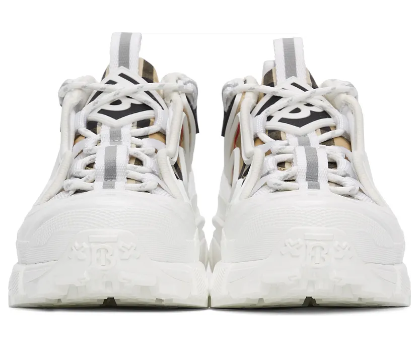 Burberry White & Beige Check Arthur Sneakers (8039440) (2)