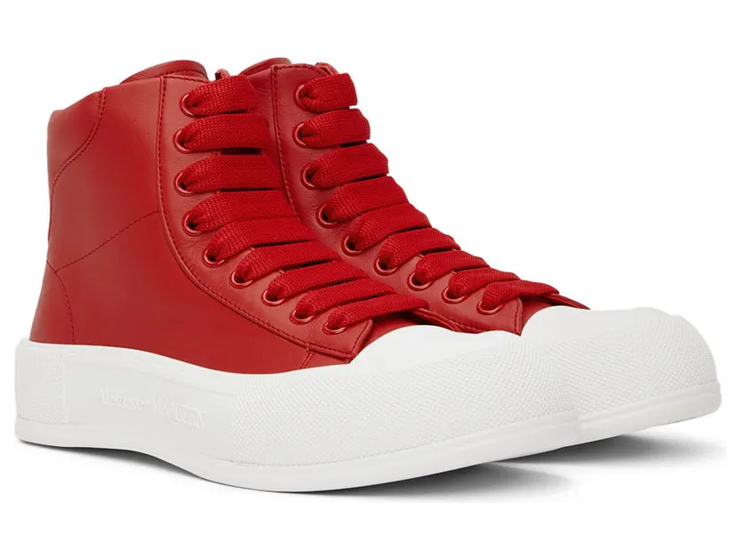 Alexander McQueen Red Deck Plimsoll High-Top Sneakers (705203WHRU0) (4)