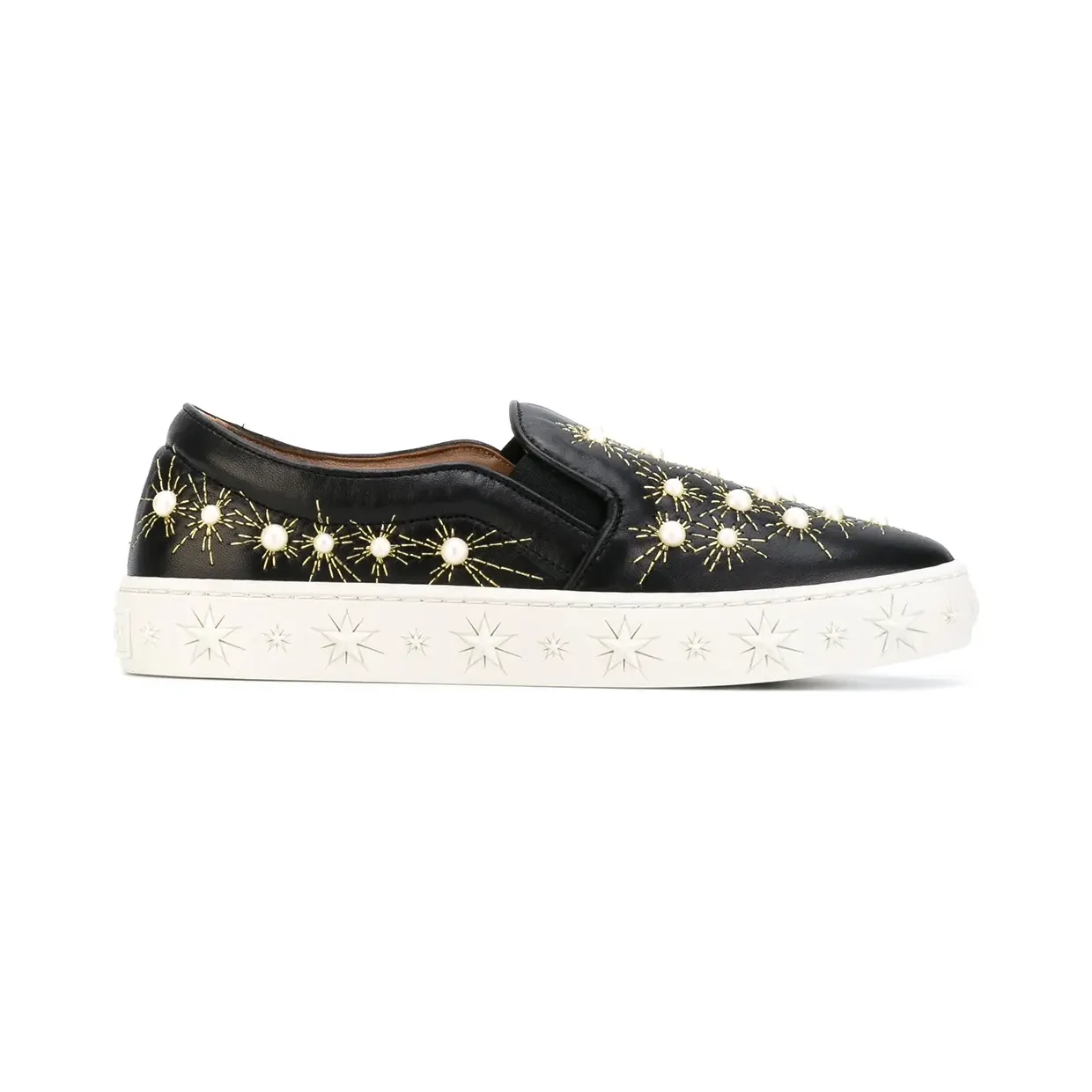Aquazzura ‘Cosmic Pearls’ Slip-On-Sneakers “Black” (COSVNS01NAP000)