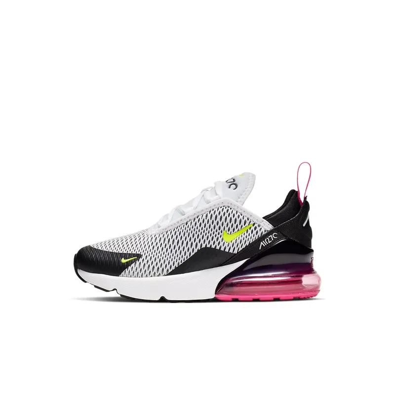 Nike Air Max 270 White Black Fuchsia Volt (PS) White/Black-Laser Fuchsia-Volt (AO2372-102)
