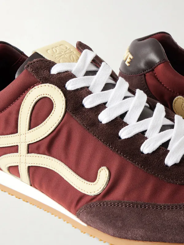 Loewe Ballet Runner 2.0 Suede-Trimmed Sneakers Burgundy (M816282XCG) (5)