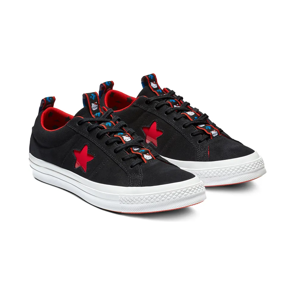 Converse One Star Ox Hello Kitty Black (W) Black/Fiery Red-White (163904C)