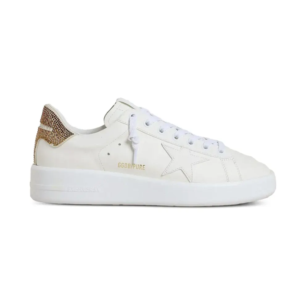 Golden Goose Purestar crystal-embellished leather sneakers – Weiß (GWF00197F007335)