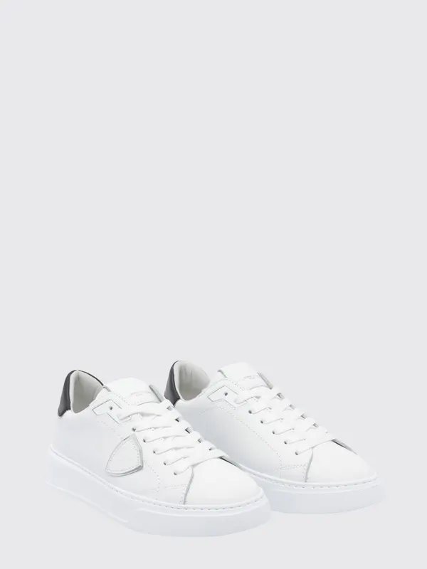 Philippe Model Temple Smooth Calfskin Low-Top Sneakers with Bicolor Design White 1 (BTLDV010)