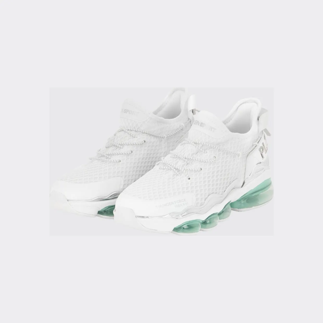 Plein Sport Two-Tone Mesh Low-Top Trainers with Cushioned Sole White (PADSUSC0576STE003N0107)