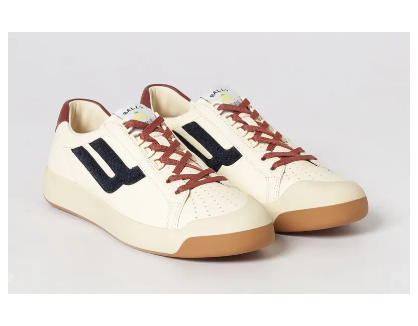 Bally Competition Bicolor Leather Low-Top Sneakers with Shell Toe Natural (MSK0GBVT012I1X3)