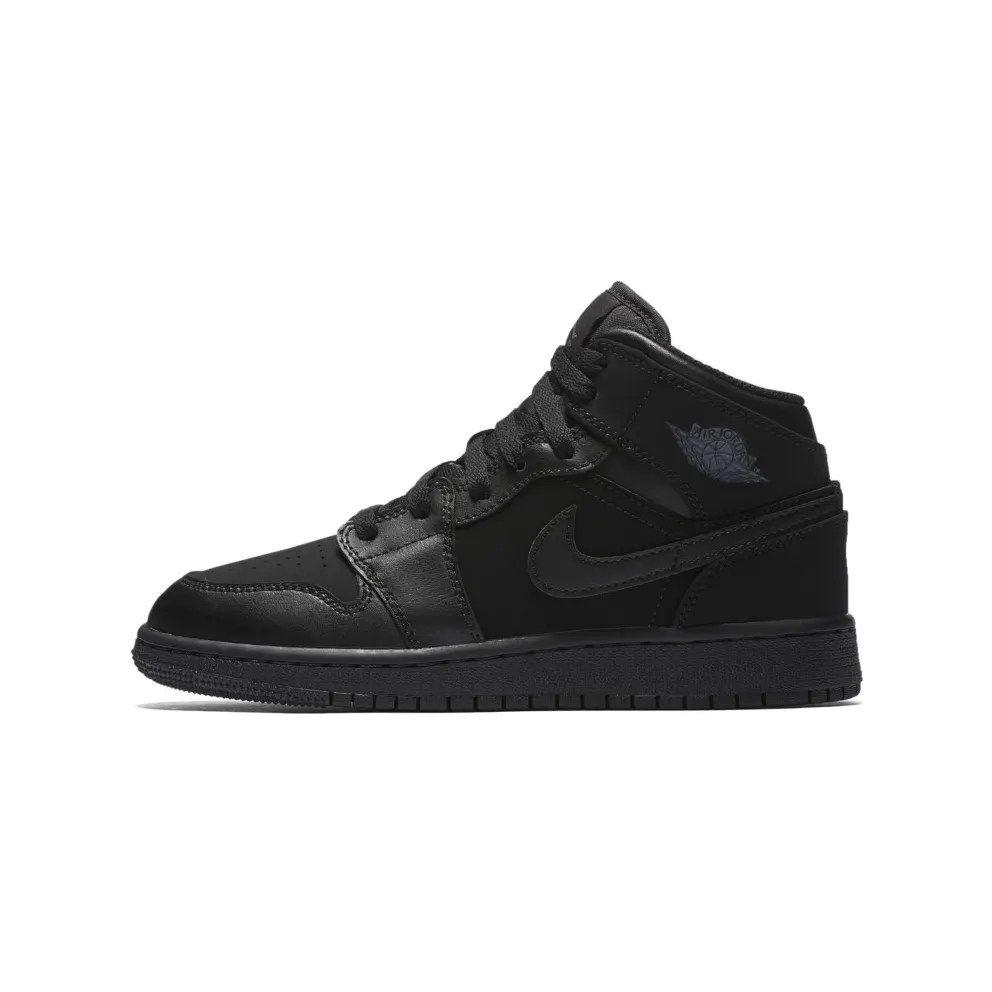 Jordan 1 Mid Triple Black 2016 (GS) Black/Dark Grey-Black (554725-050)