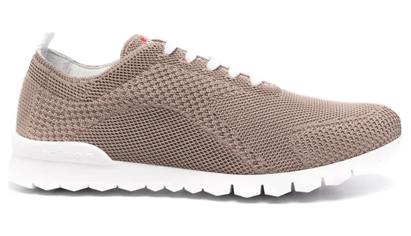 Kiton Gestrickte Sneakers mit Logo-Stickerei – Braun (USSFITSN0080935036)
