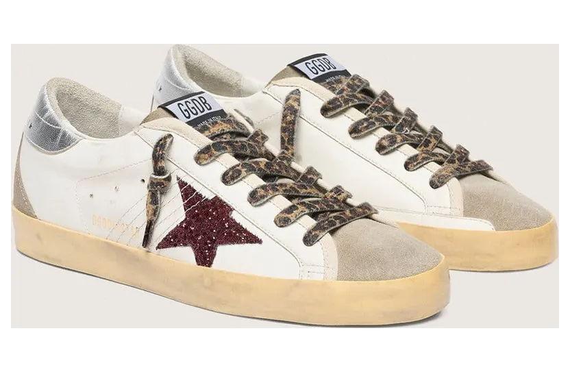 Golden Goose Super-Star With Burgundy Glitter Star And Silver Heel Tab (GWF00102.F004057.11372) (2)