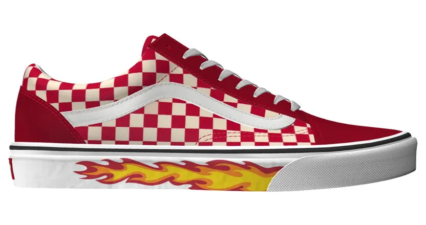 VANS Gepersonaliseerde Red Checkerboard Flame Old Skool Rood (VN0A3CST573)