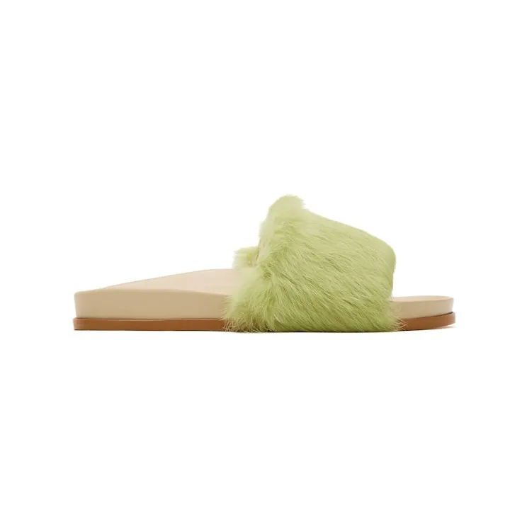 Buscemi Fur Clot Leather Slide Green (318SWSLICOCT0R-0070)