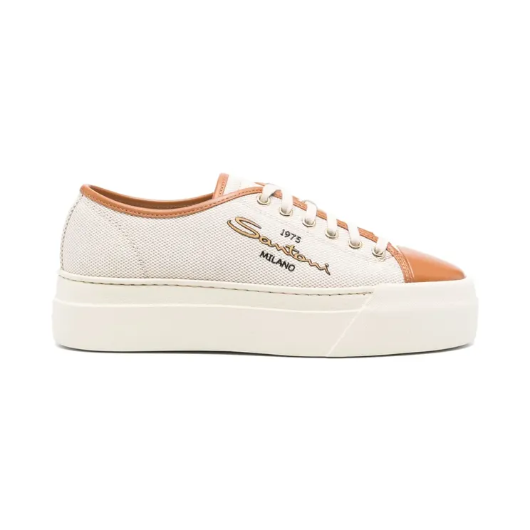 Santoni Plateau-Sneakers aus Canvas – Nude (WBGE61241OSST)