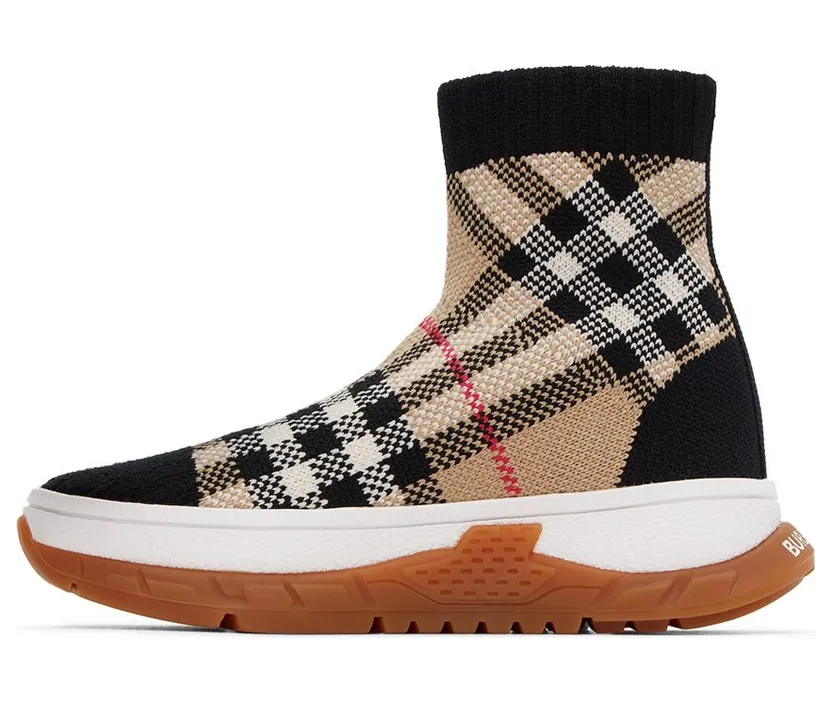 Burberry Union Sock Sneaker – “Vintage Check Black Beige” (8053050) (3)