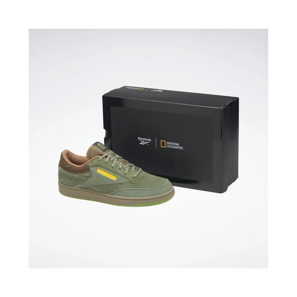 Reebok National Geographic Club C Shoes Washed Green / Acid Gold / Soft Camel