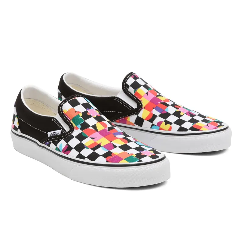 VANS Floral Checkerboard Classic Slip-on Shoes Black (VN000XG8B05)