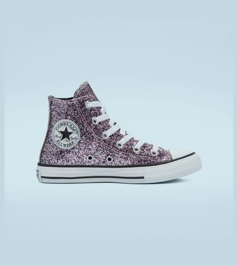 Converse Coated Glitter Chuck Taylor All Star High Top Bright Lilac/black/white (669295C)