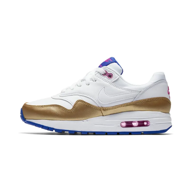 Nike Air Max 1 Peanut Butter & Jelly (GS) “White / Metallic Gold / Racer Blue” (807605-103)