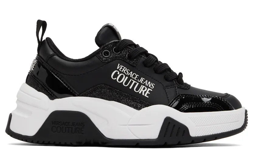 Versace Jeans Couture Black Glitter Speedtrack Sneakers (E72VA3SF4EZS244)