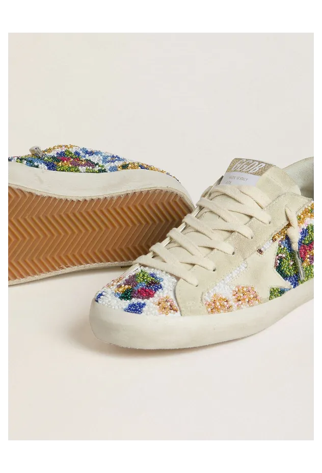 Golden Goose Super-Star With Multicolored Beads And Beige Suede Star (GWF00101.F007964.15290) (3)
