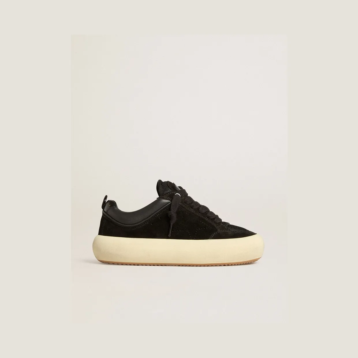 Golden Goose Space-Star Cube In Black Suede With Perforated Star (GWF00807.F007093.90100)