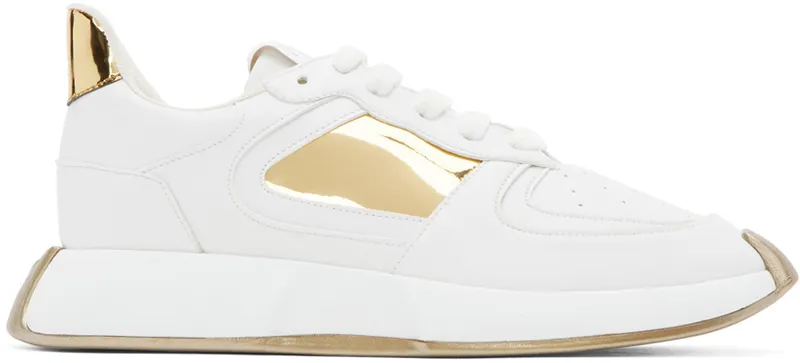 Giuseppe Zanotti White & Gold Ferox Sneakers (RM20033-91680)