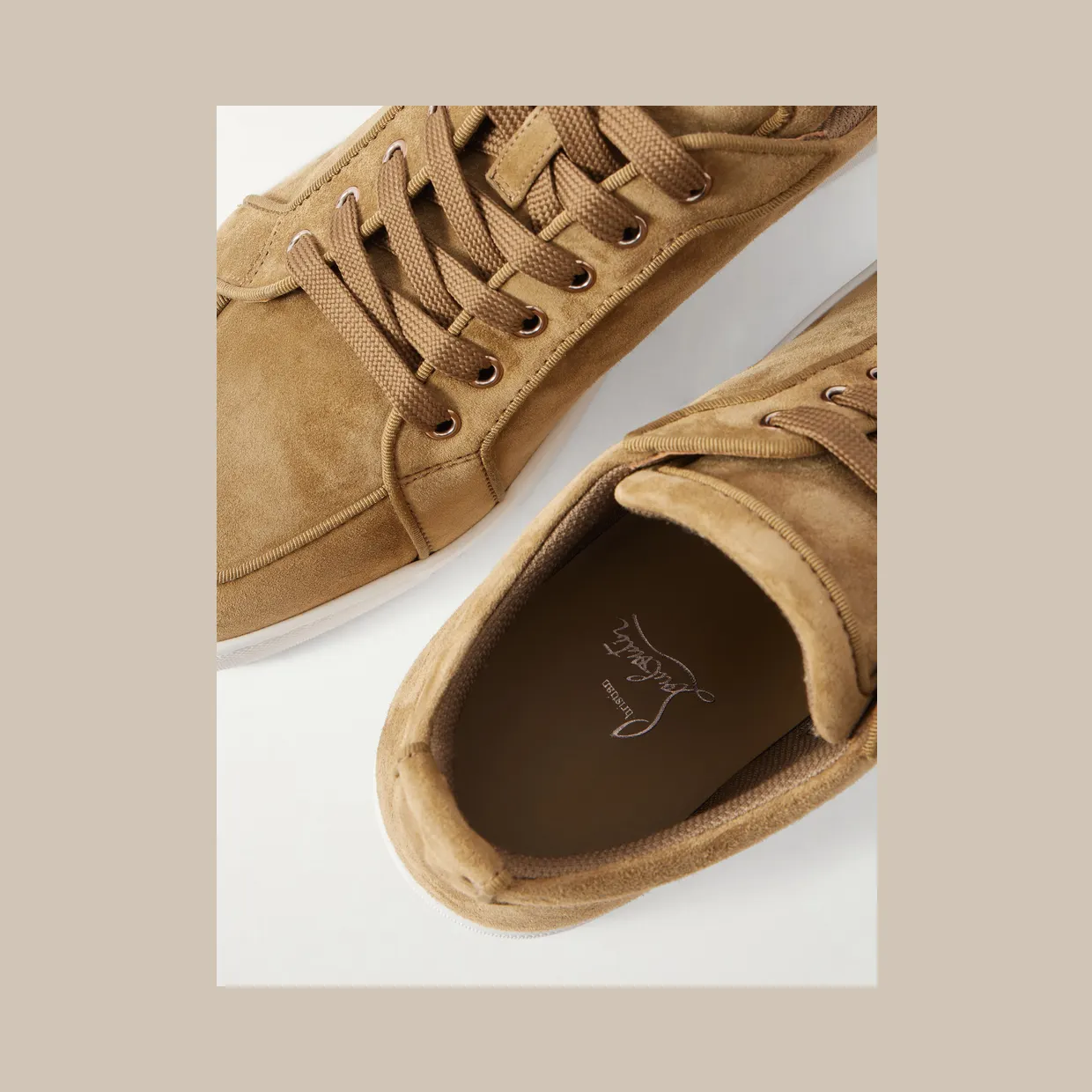 Christian Louboutin Rantulow Orlato Grosgrain-Trimmed Suede Sneakers Taupe (3240733) (5)
