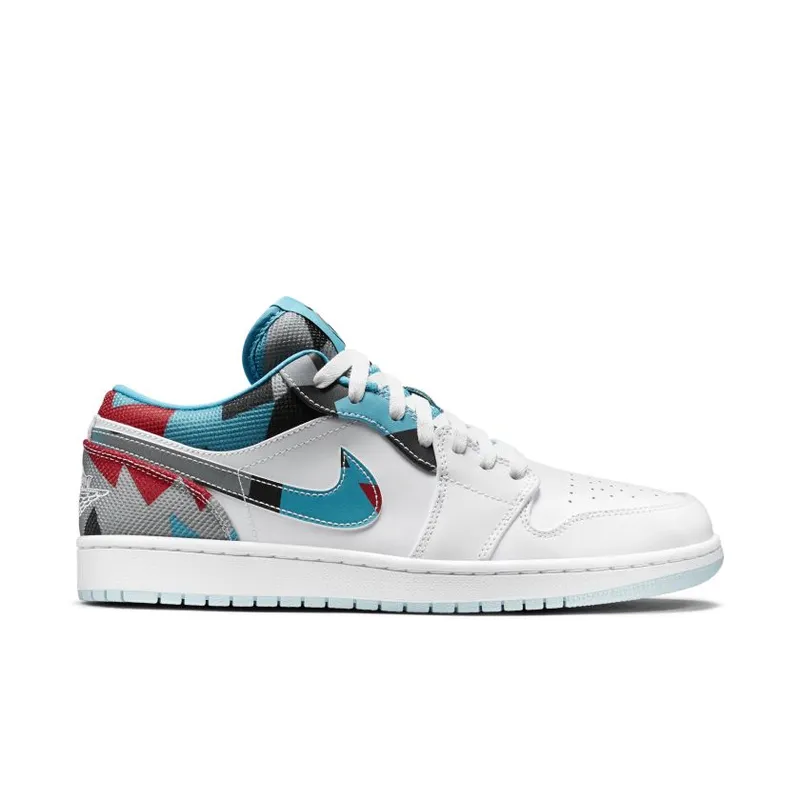 Jordan 1 Retro Low N7 White/Dark Turquoise-Black-Ice Cube Blue (744805-100)