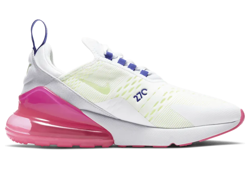 Nike Air Max 270 White Volt Pink Blast Indigo (W) (DH0252-100)