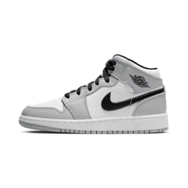 Air Jordan 1 Mid’Light Smoke Grey’ GS “Light Smoke Grey / White / Black” (554725-092)