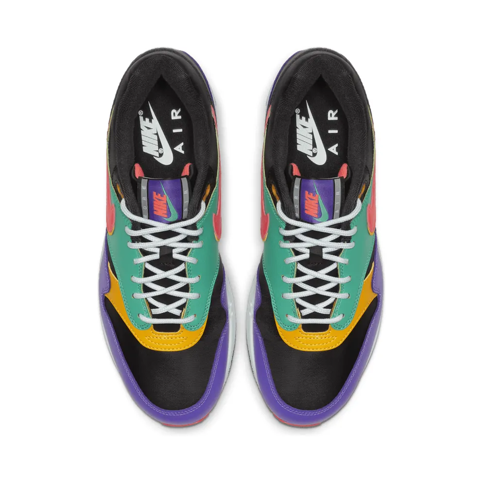 Nike Air Max 1 Windbreaker Black/Flash Crimson-Kinetic Green-Psychic Purple-University Gold-White (AO1021-023)