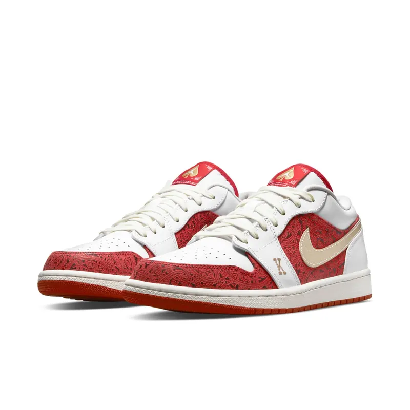Air Jordan 1 Low Spades (2021) – “White / University Red / Black / Metallic Gold” (DJ5185-100)