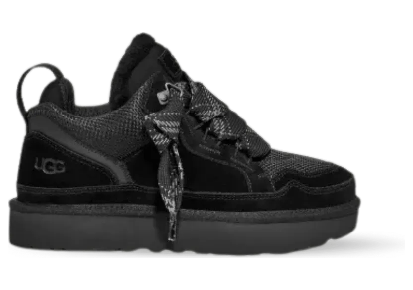UGG Lowmel “Black”: tonaal zwart met een zachte kraag
