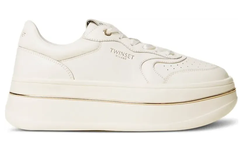 TWINSET Leren sneakers met plateauzool – Wit (261TCP01G)