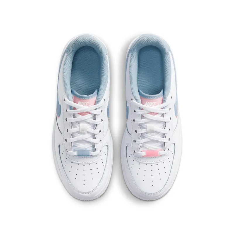 Nike Air Force 1 LV8 GS “Double Swoosh – White / Blue / Pink” (CW1574-100)