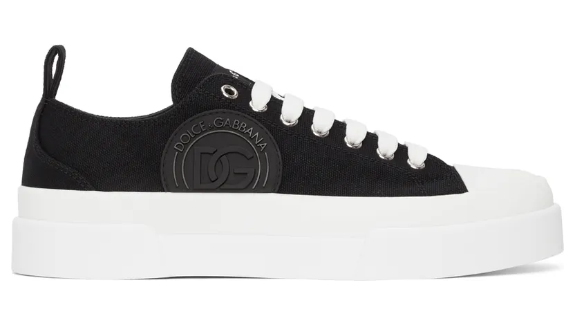 Dolce & Gabbana Black & White Portofino Light Sneakers (CS1888 AO867)