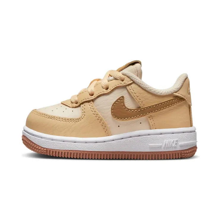 Nike AIR FORCE 1 LV8 TD INSPECTED BY SWOOSH “Pearl White / Sesame / White / Ale Brown” (DQ6086-200)
