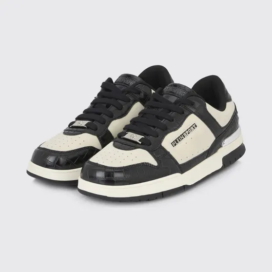 Plein Sport Suede And Crocodile Print Leather Sneakers White 1 (FAESUSC0795STE003N0102)