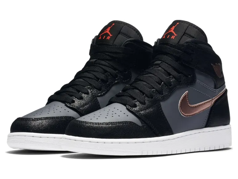 Air Jordan 1 Retro High’Black Metallic Red Bronze’ GS Black/Metallic Red Bronze-Dark Grey-White (705300-006)